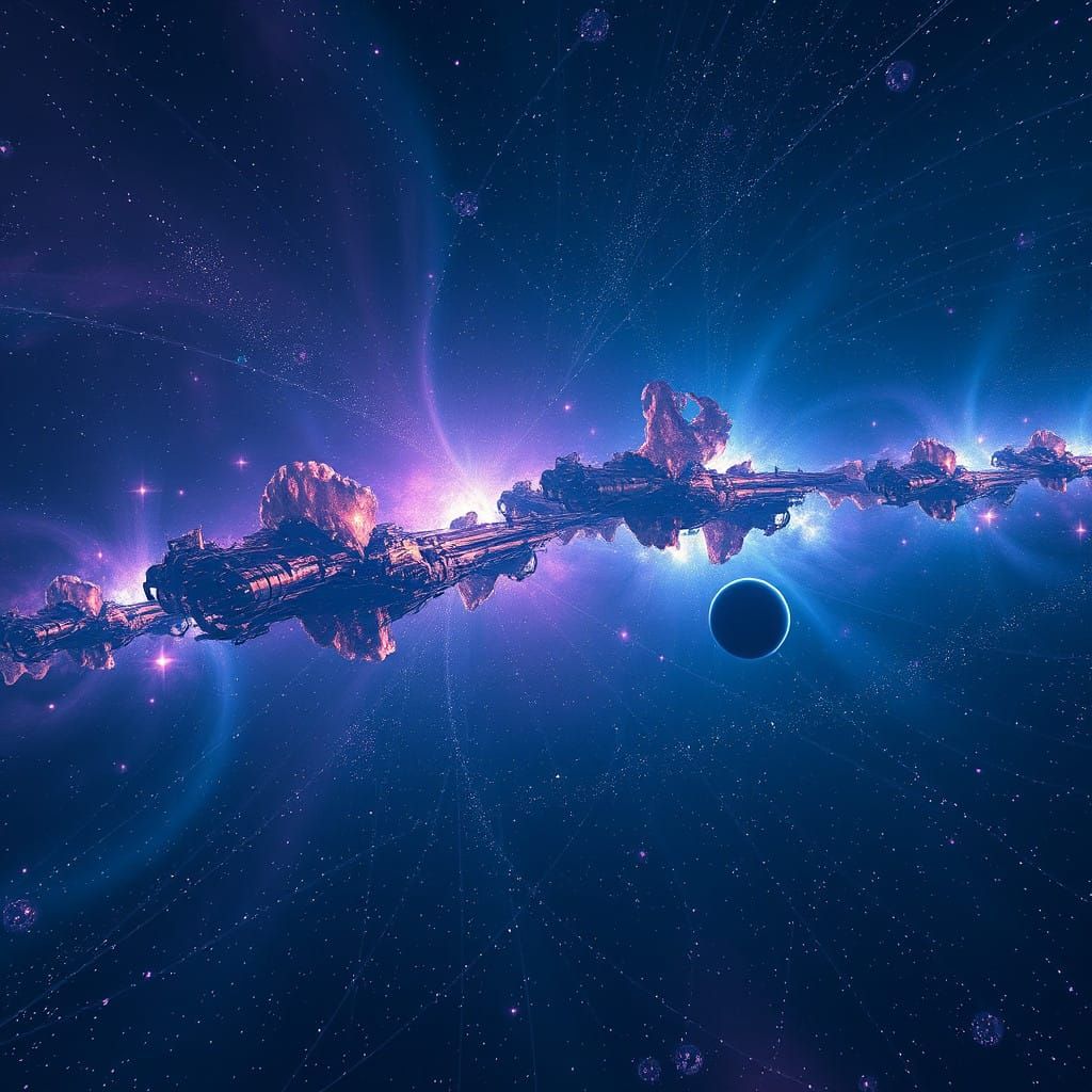 Galactic Wonder in Deep Blue-Purple Hues