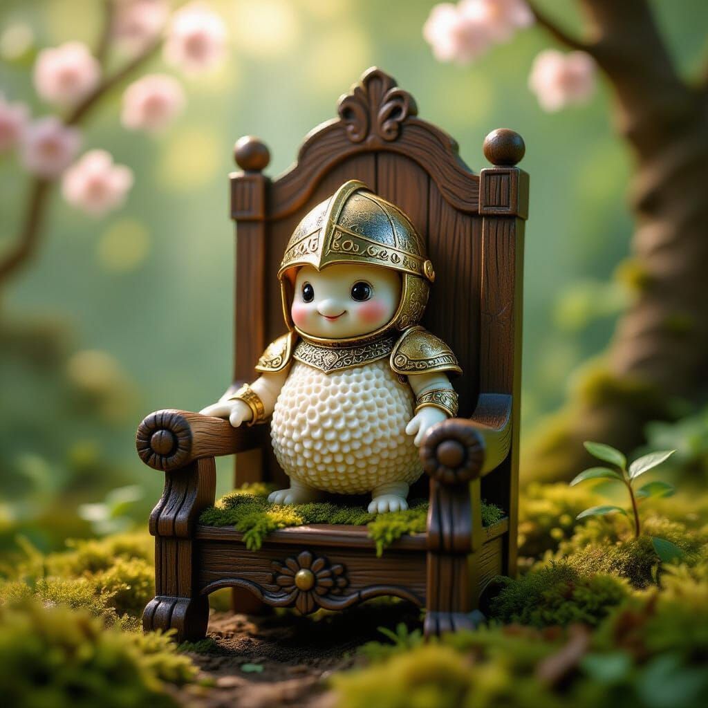 Mushroom Knight on Throne in Forest Clearing