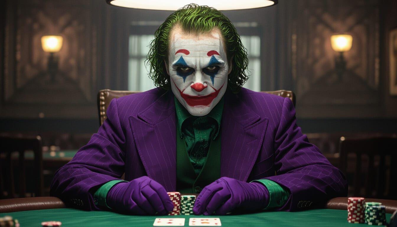 Heath Ledger's Joker Plays Poker in Film Noir Style