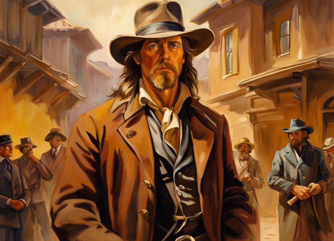 Elegant Outlaw in Duster Coat: A Cinematic Western Masterpie...