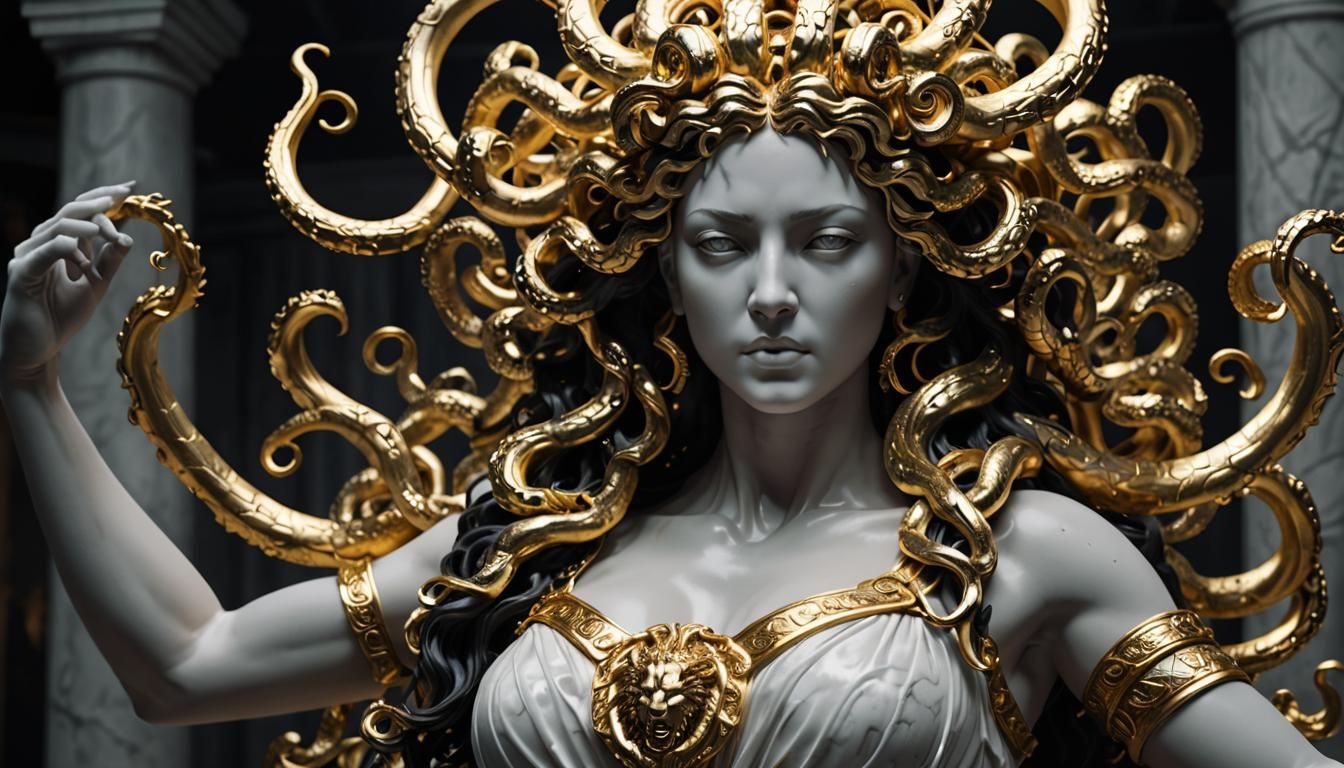 Grimdark Masterpiece of Medusa in Stunning White Marble