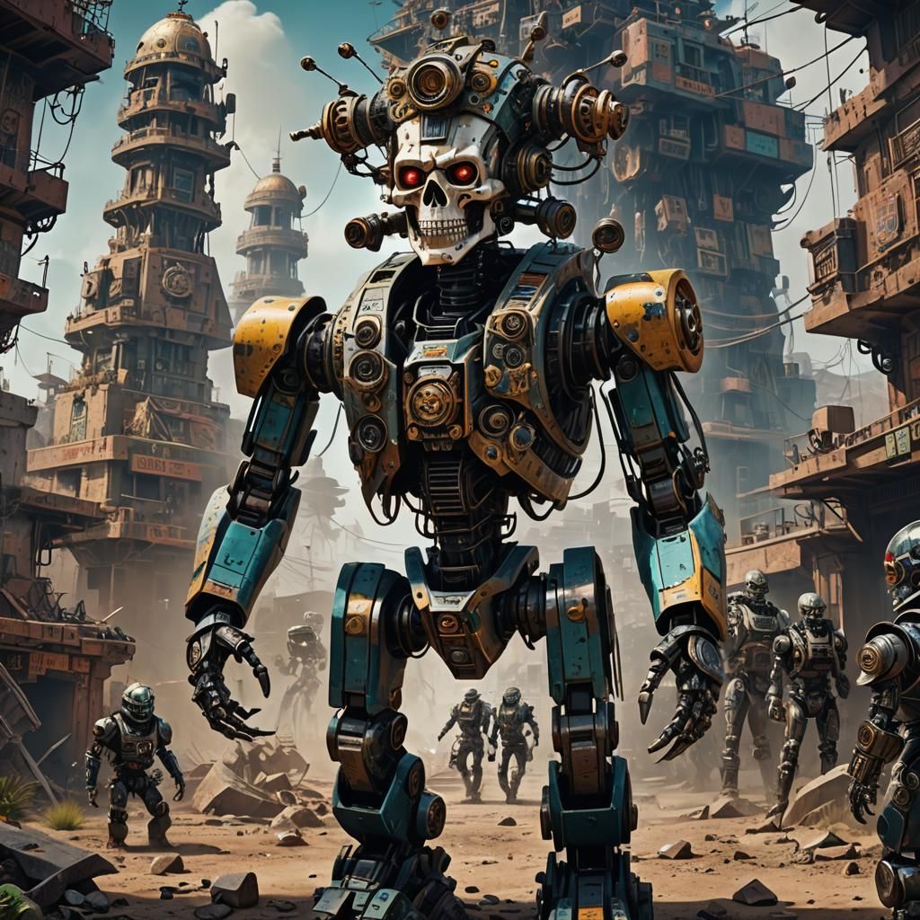 Robot dios del Inframundo mexicas, Cyborgs, pirámides México...