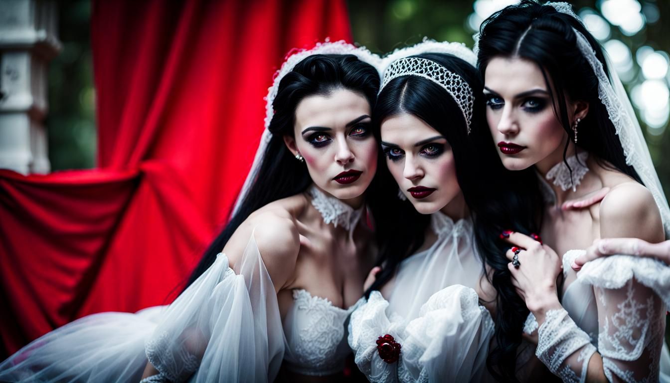 Three Romanian Brides in Gothic Elegance