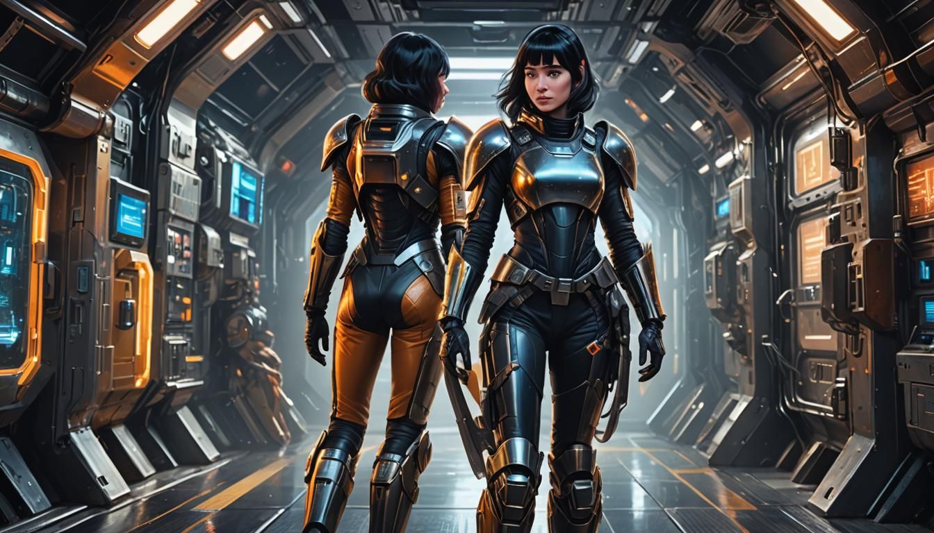 Realistic European Woman in Space Armor, Unreal Engine 5, 8k...