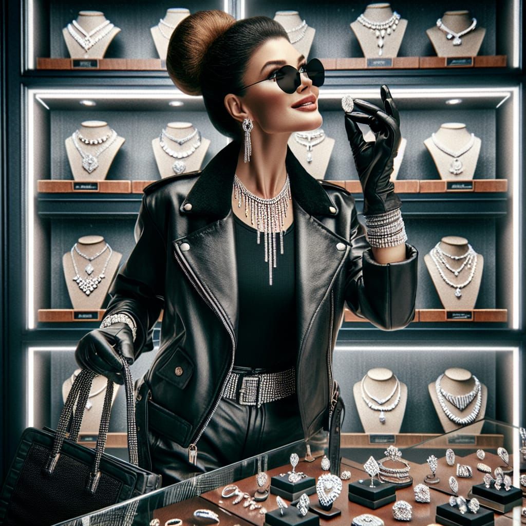Fearless Heist: Diamond Thief in Leather Jacket