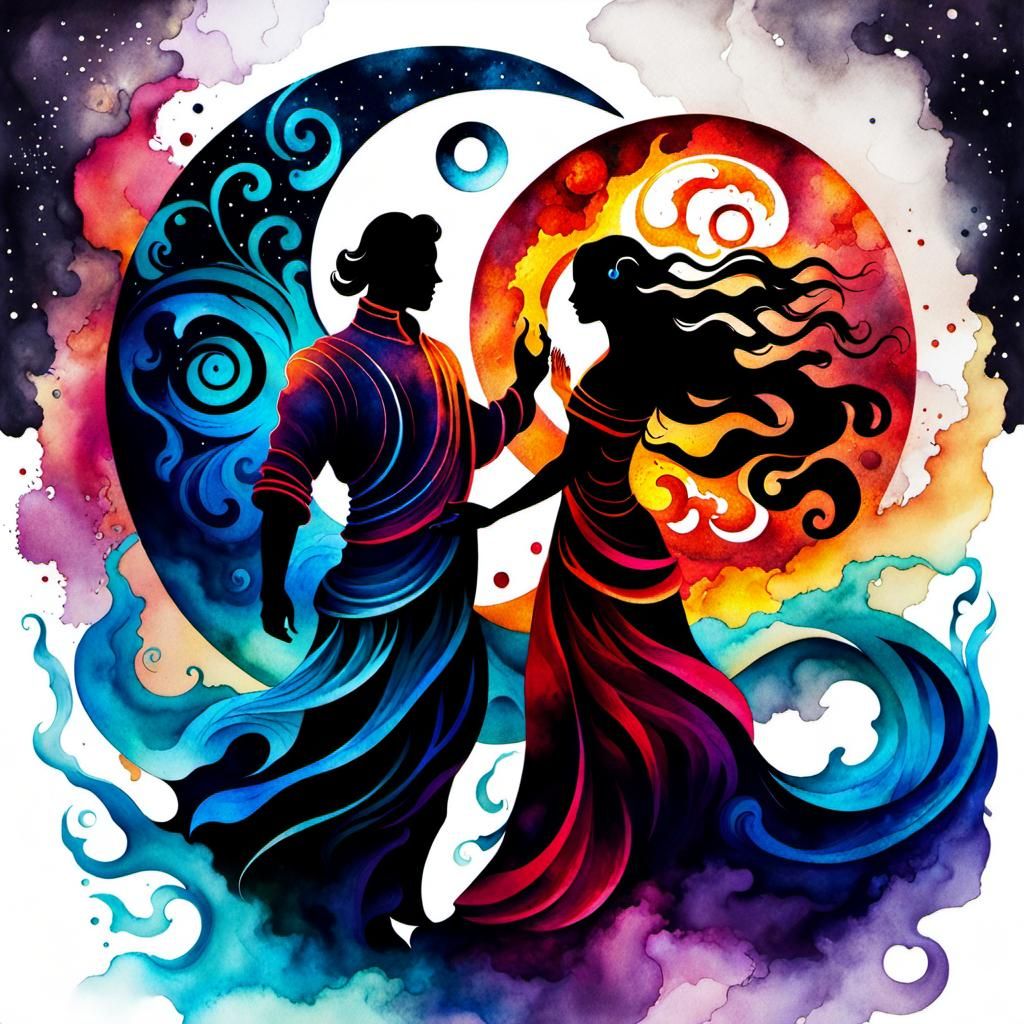 God of Fire and Goddess of the Ocean Unite in Cosmic Harmony