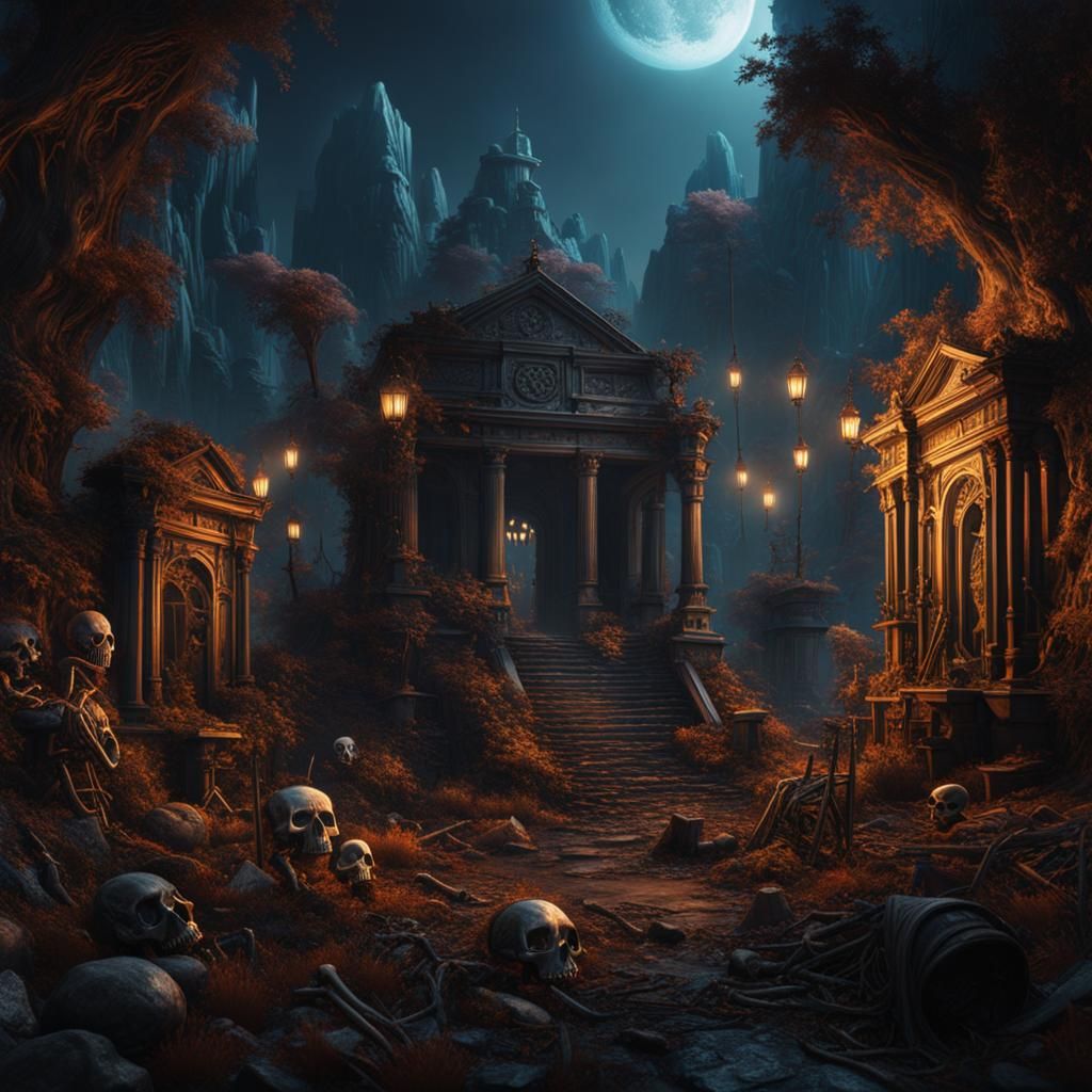 Fantastical Skeletons in Trash Bags: A Surreal, Detailed Art...