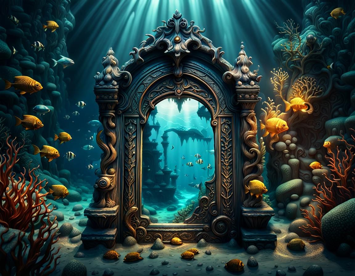 Surreal Underwater Portal in Hyperrealistic Fantasy Style