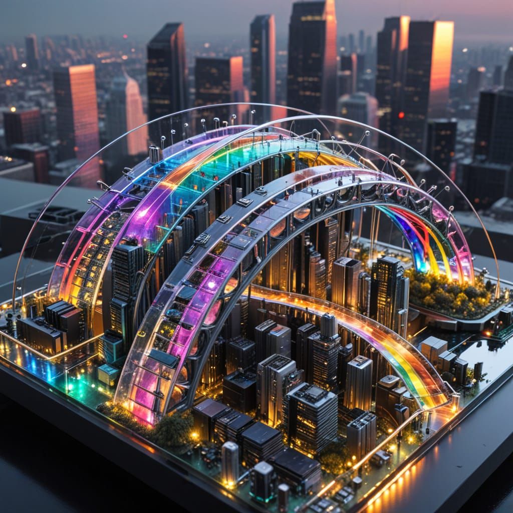 Surreal Solarpunk Cityscape with Organic Motherboard