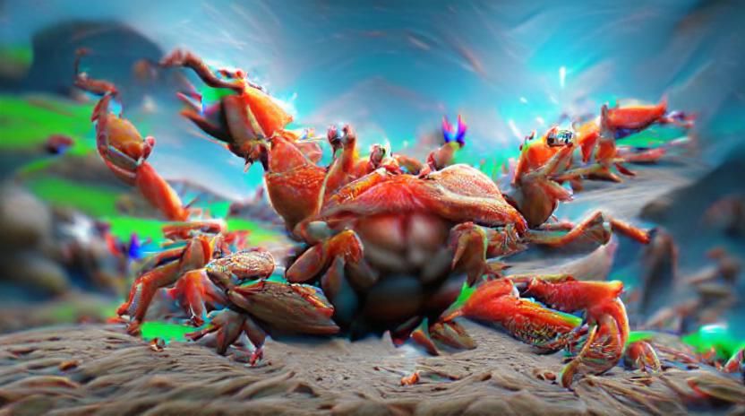Galactic Crab Dance Party in Neon Light