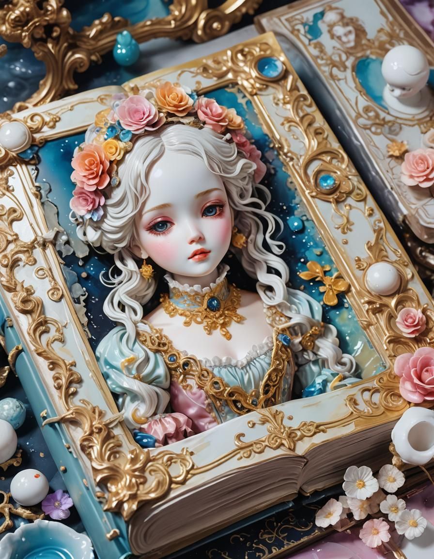 Enchanted Rococo Romance with Lavish Book and Doll