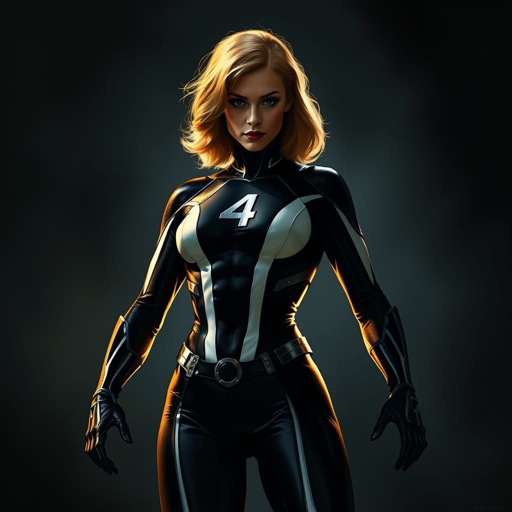 Baroque Superheroine in Futuristic Chiaroscuro