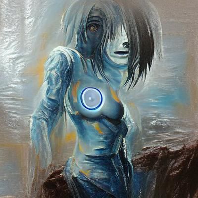 Cyberpunk Goddess in Oil Painting