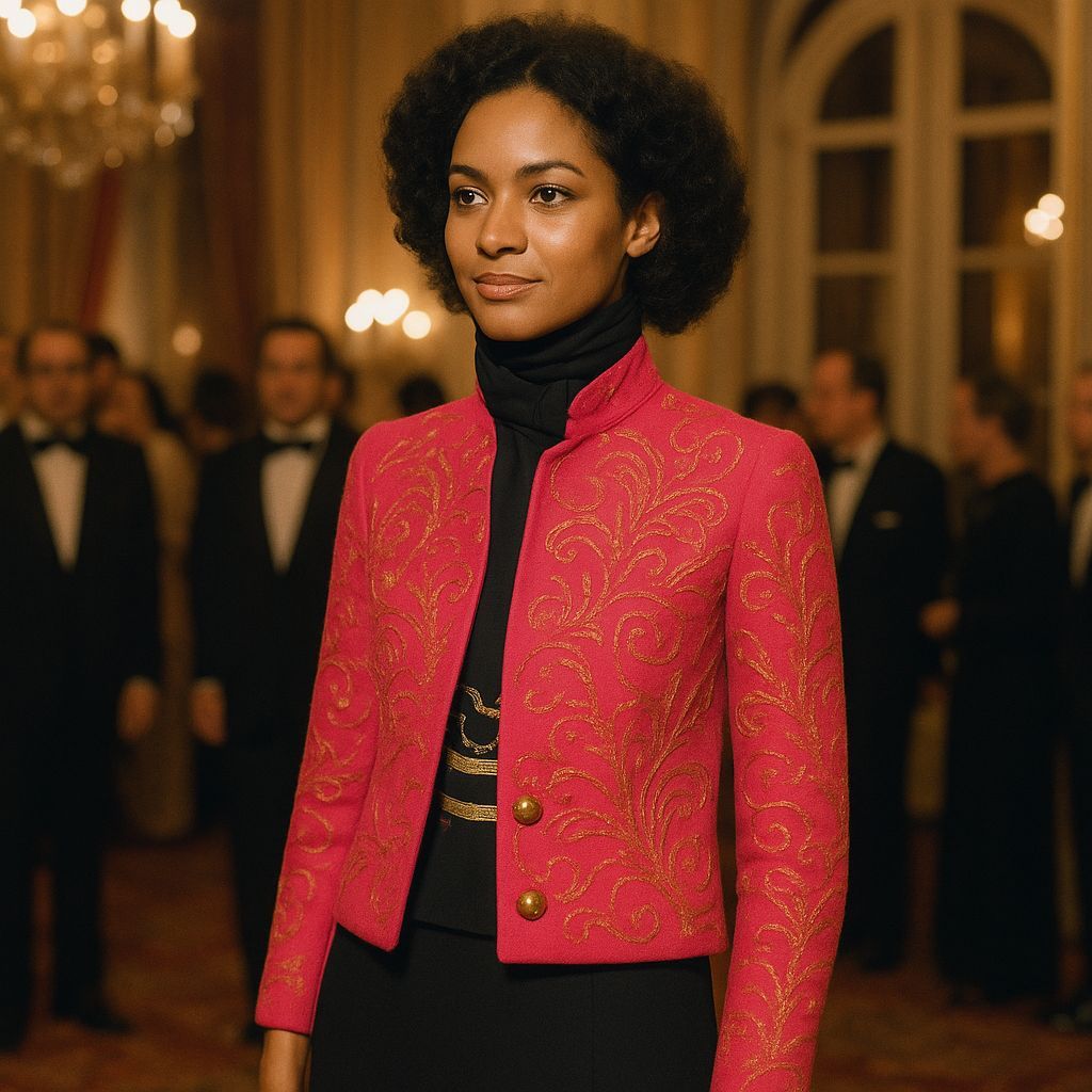 1972 Party Outfit: Pink Jacket with Gold Embroidery