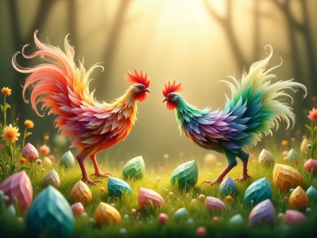 Origami Chicken Eggs in Whimsical Farmyard Scene