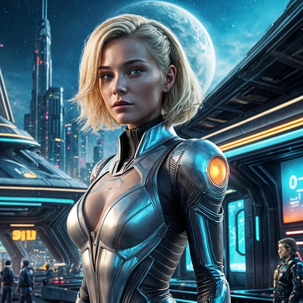 Stunning Alien in Cyberpunk Cityscape, 8K Resolution