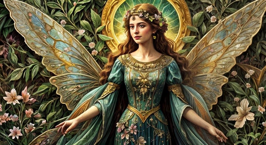 Whimsical Fairy Portrait in a Floral Garden