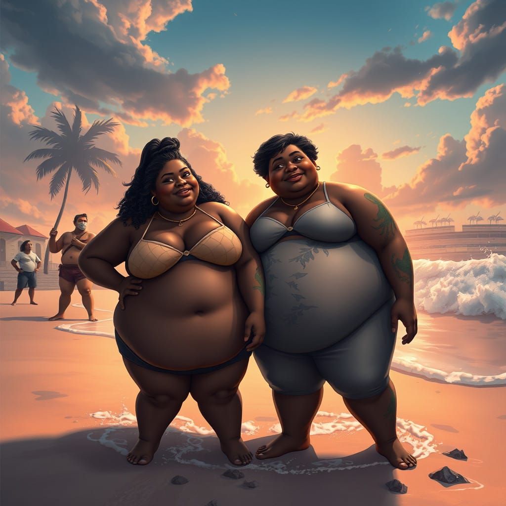 Fantastical Beach Scene in Vibrant Colors