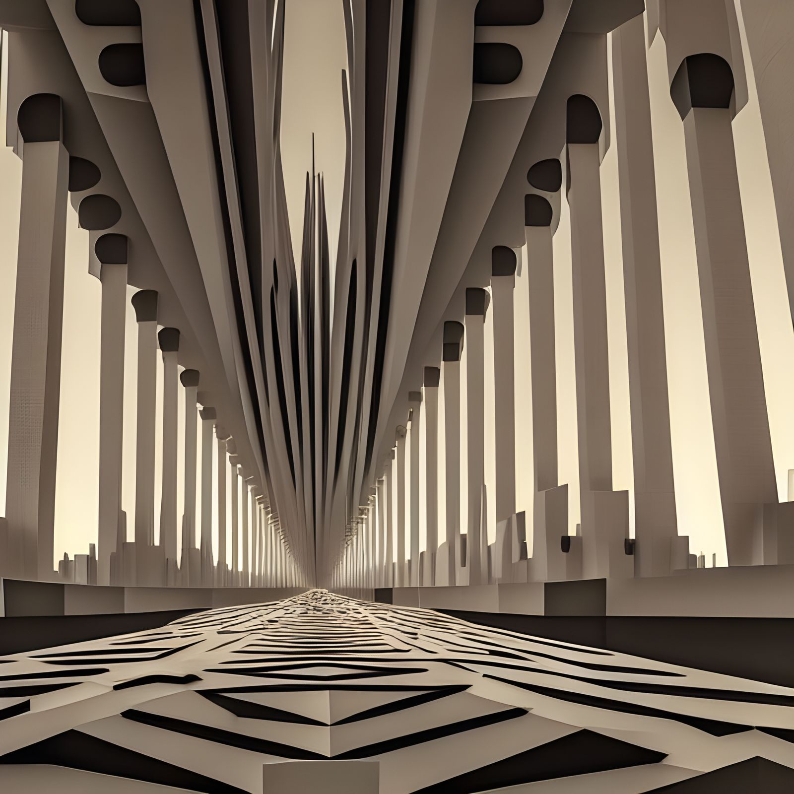 Cosmic City Skyline in Fractured Cubism Style