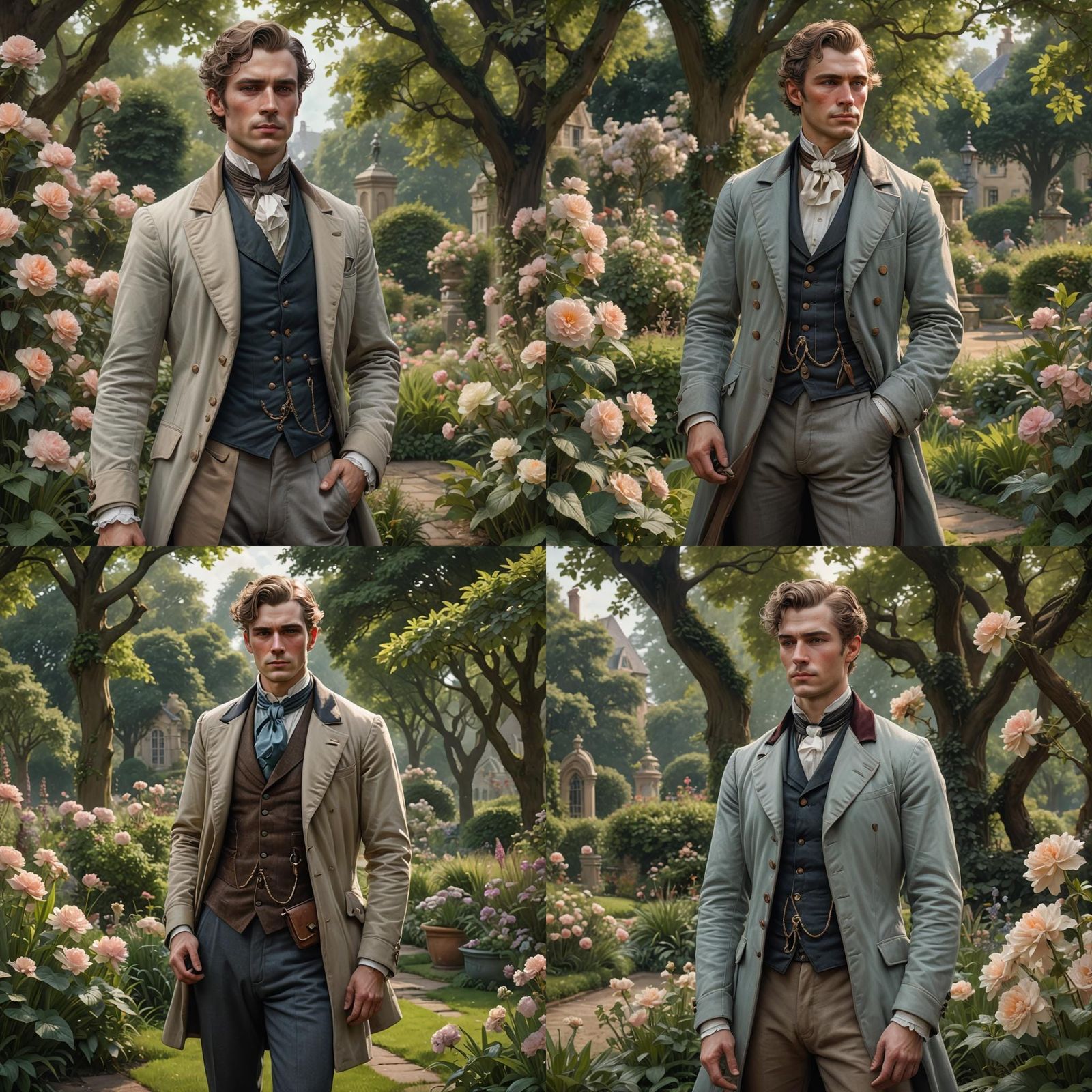 Edwardian Constable Standing in a Garden
