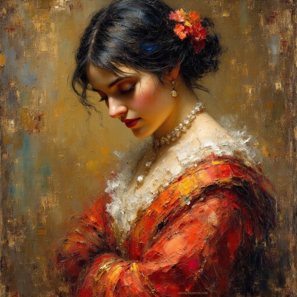 Demure Woman Portrait in Caravaggio Style