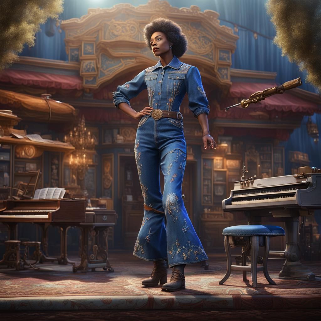 Los Angeles Fantasy Seamstress in Deep Blue Jeans