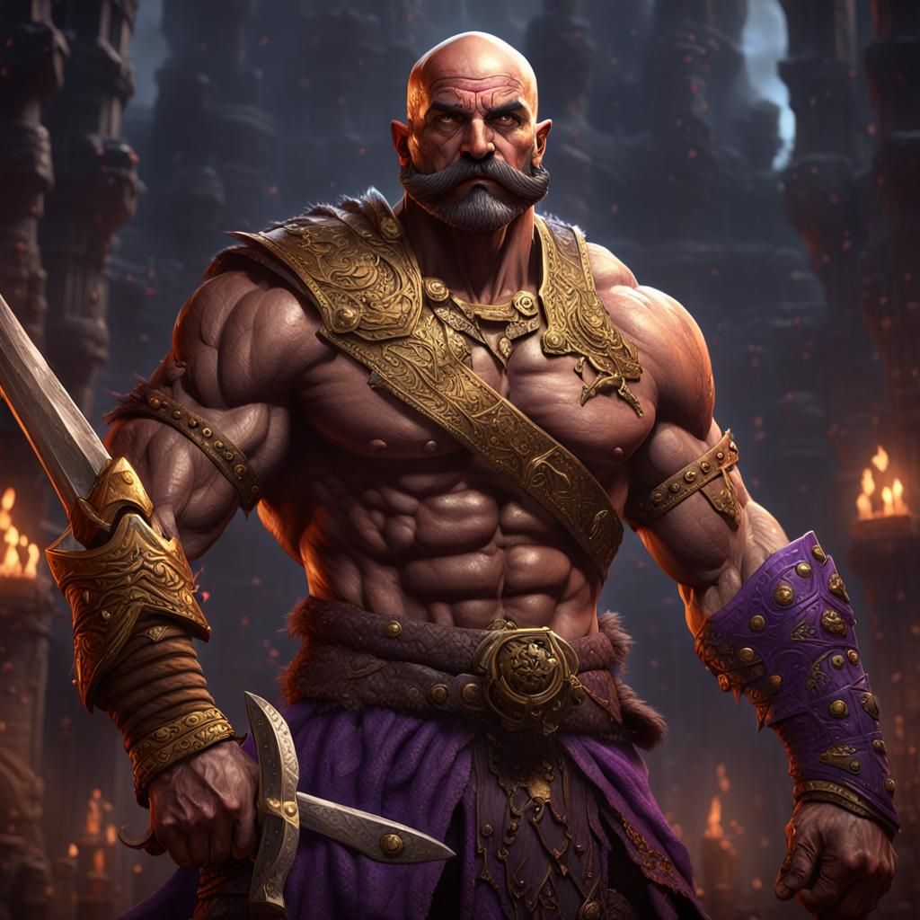 Dark Fantasy King in Epic Form with Muscular Figure and Intr...