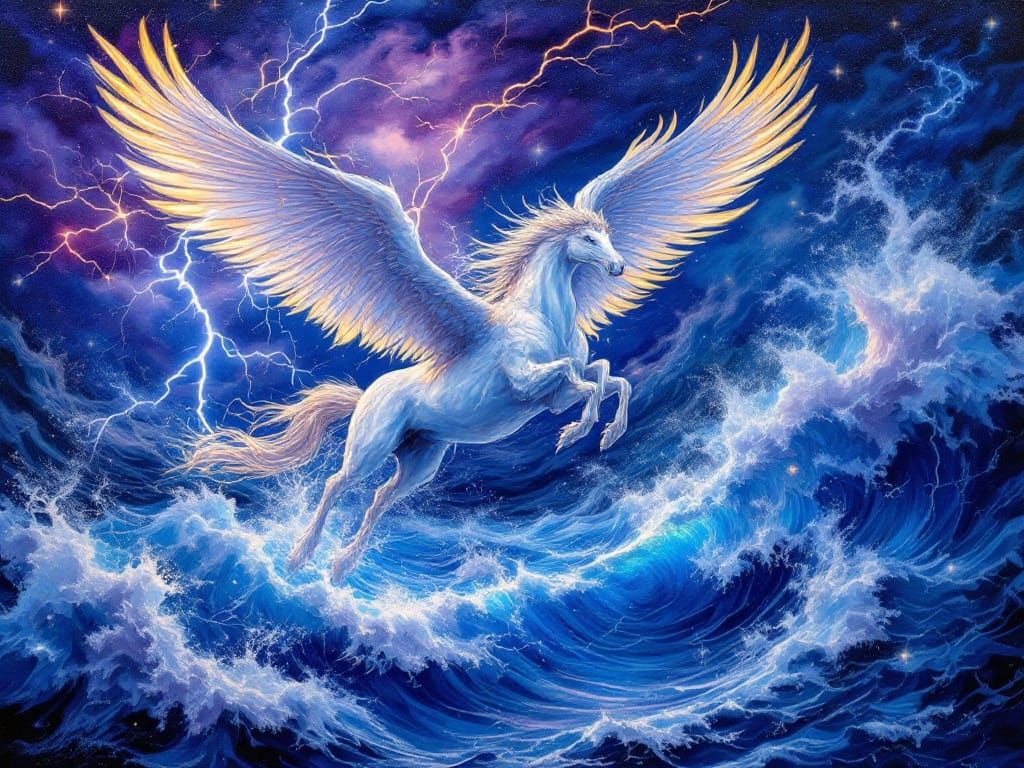 Maxfield Parrish inspired Pegasus