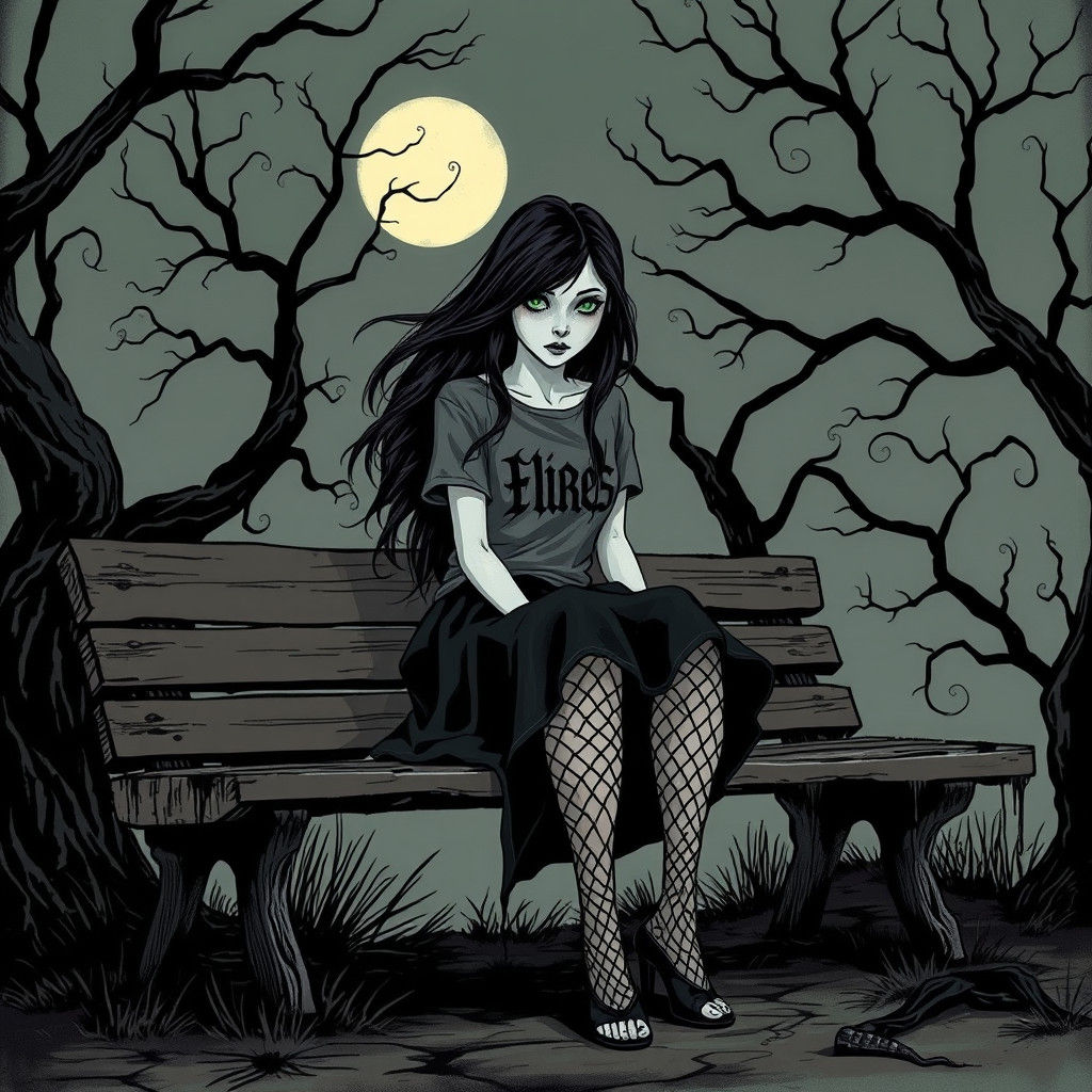 Ethereal Goth Waif Lost in Dark Whimsy
