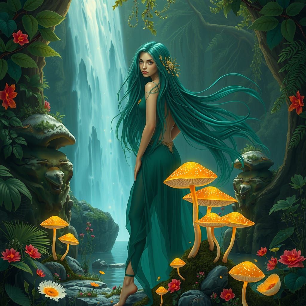 Enchanted Grotto Nymph in Vibrant Elegance