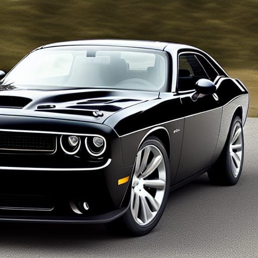 Realistic Dodge Challenger in Glossy Black Finish