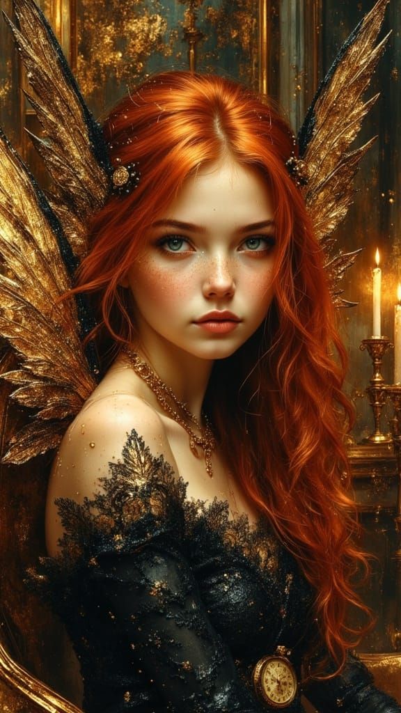 Ethereal Steampunk Fairy in Velvet Armchair