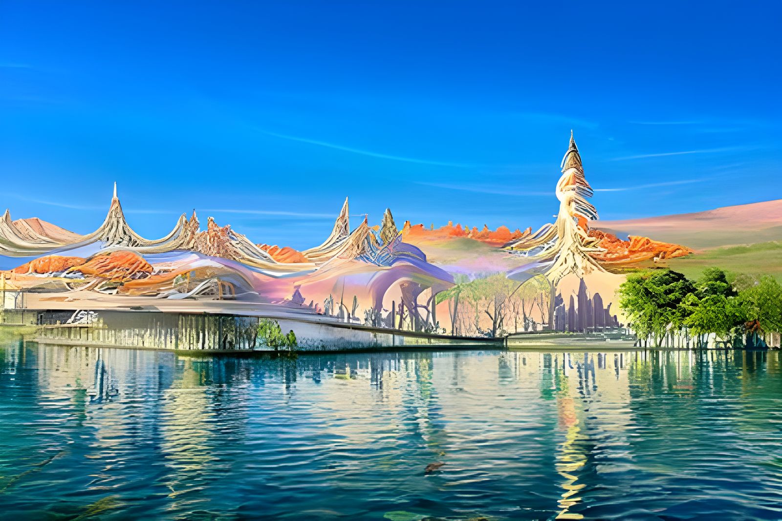 Mystical Woods in a Swirling Blue Tower: A Psychedelic Surre...