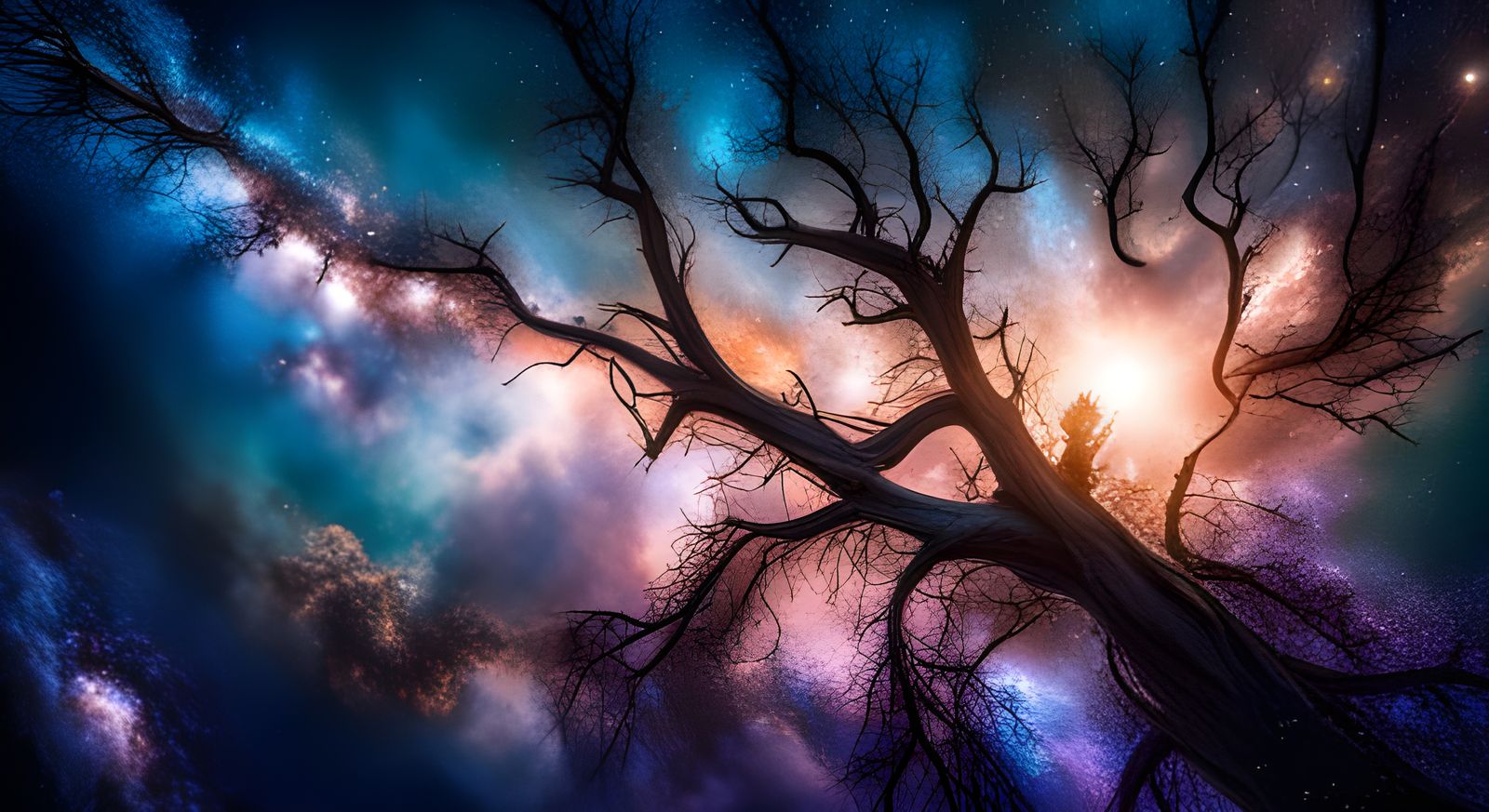 Cosmic Nebula of Stars in Dark Blue and Green