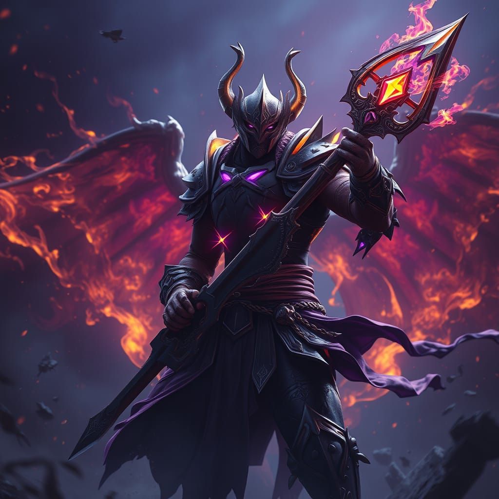 Dark Fantasy Fighting Staff Masterpiece in Intricate Detail