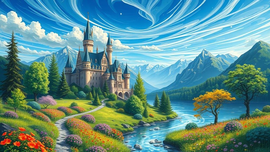 Enchanted Castle Sanctuary in Vibrant Spring Bloom