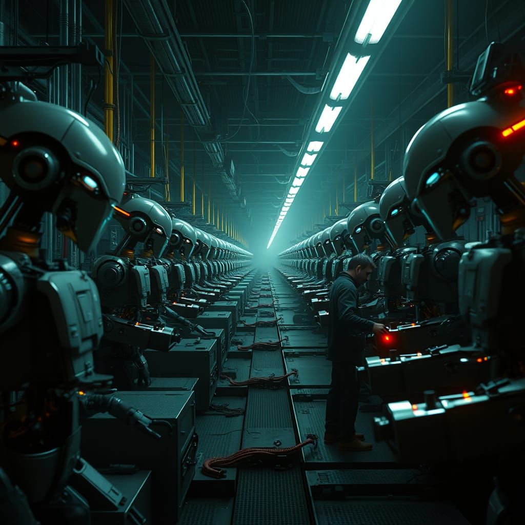 Industrial Futurism in a Gritty, Neon-Lit World