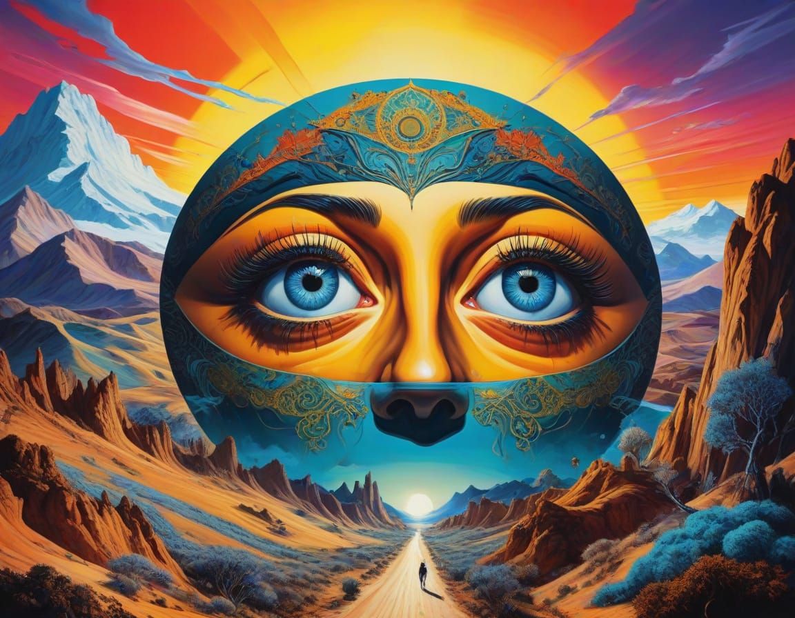 Surrealist Masterpiece with Multidimensional Eyes and Dreaml...