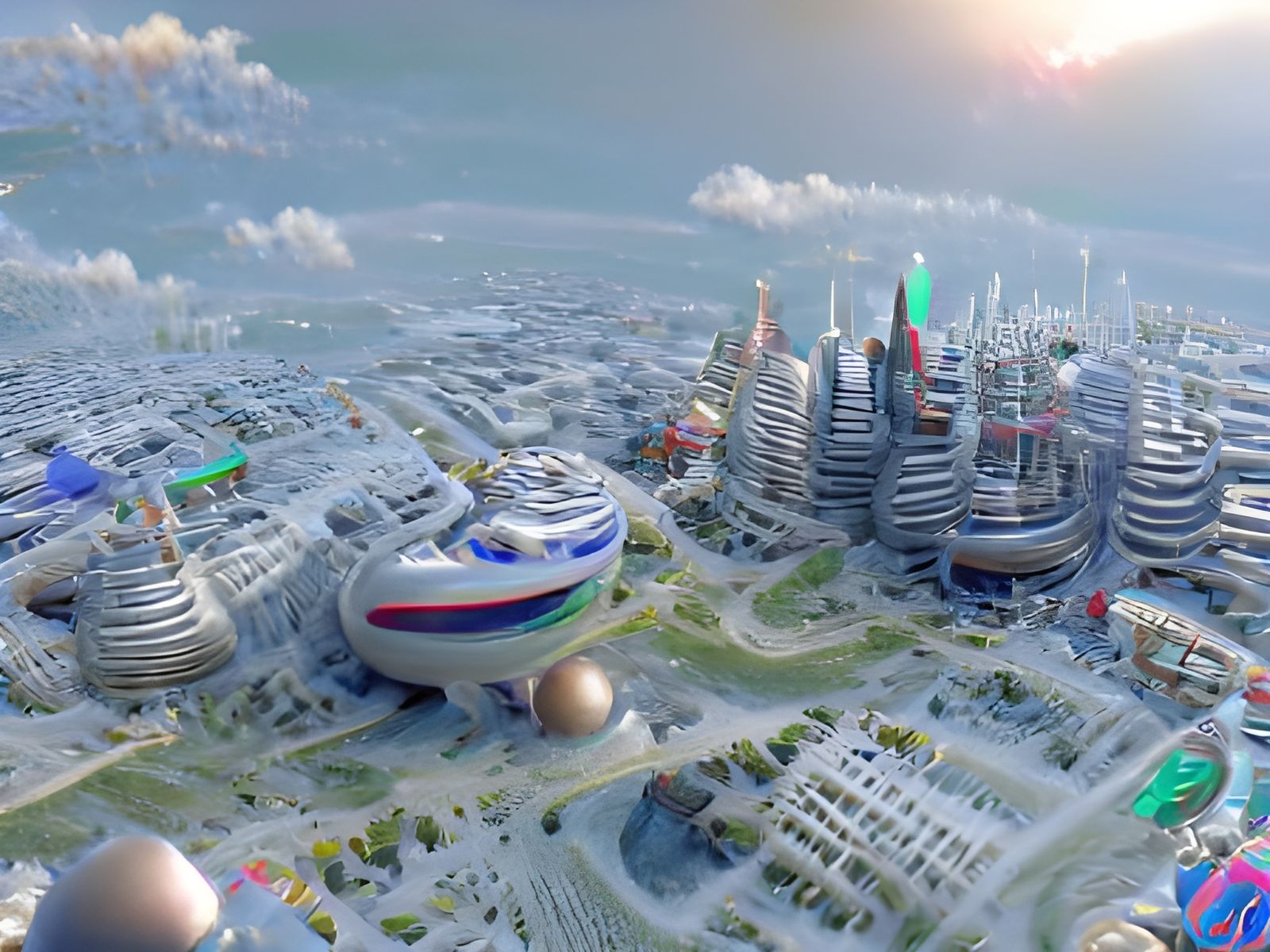 Cyberpunk Future Landscapes in Retrofuturistic Style