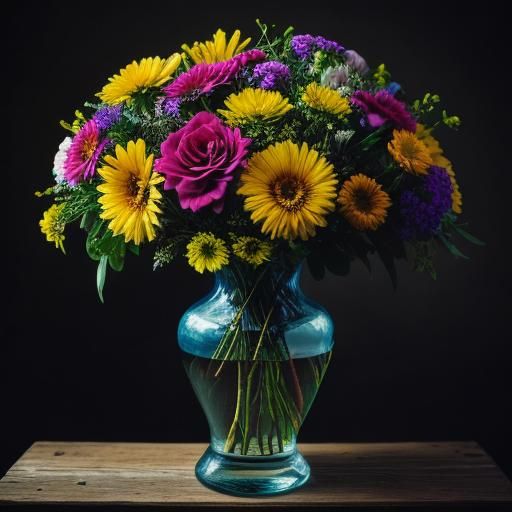 Vibrant Still Life in Dark Elegance