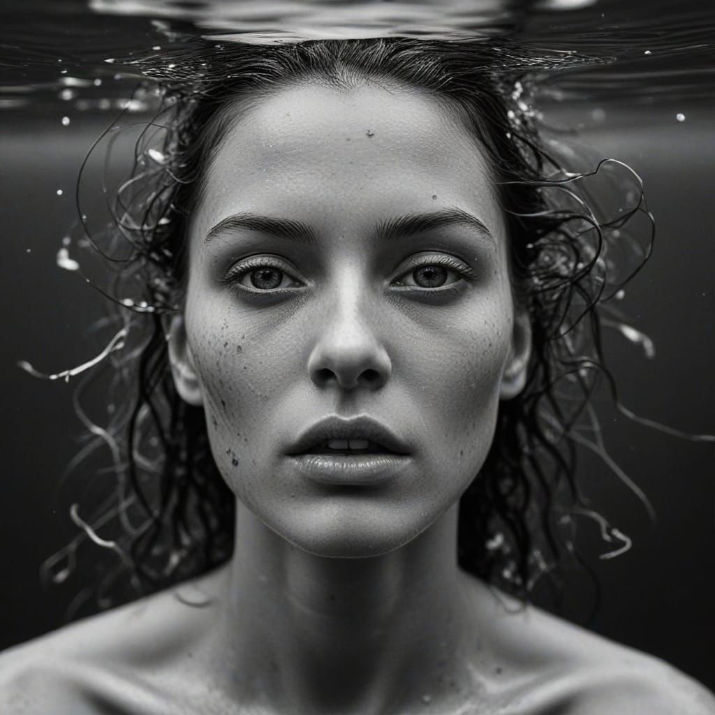 Macro Portrait of Water Nymph in Classic Style