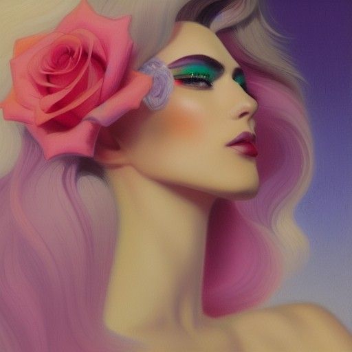 Androgynous God in Pastel Hues, Showgirl Attire