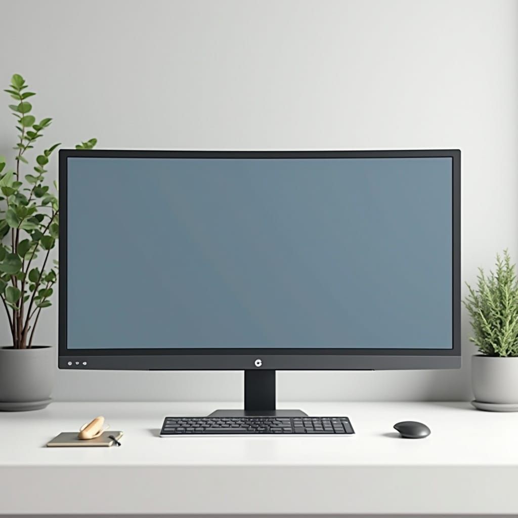 Modern Wide Screen Monitor Closeup