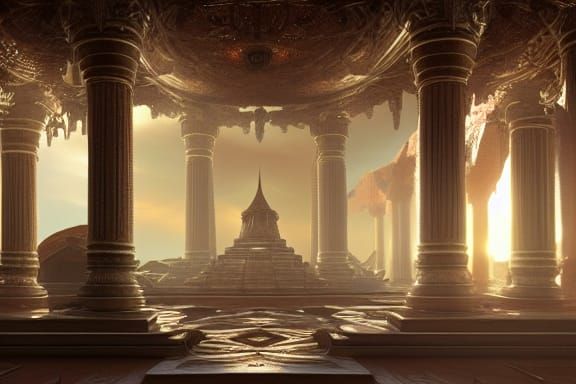 Epic Cinematic Temple in a Brilliant Sunlit Atmosphere