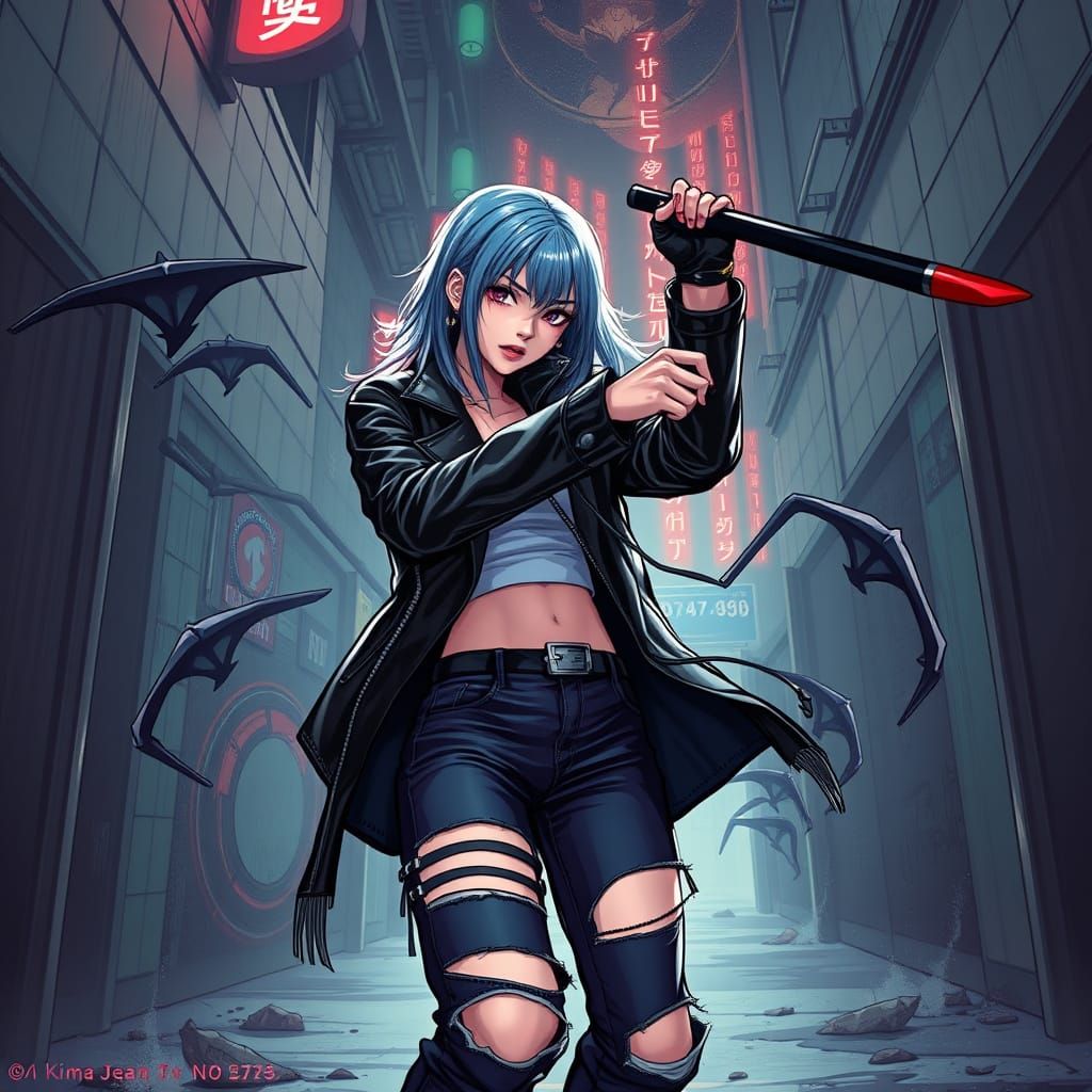 K-Pop Idol Demon Hunter in Fantasy Art Style