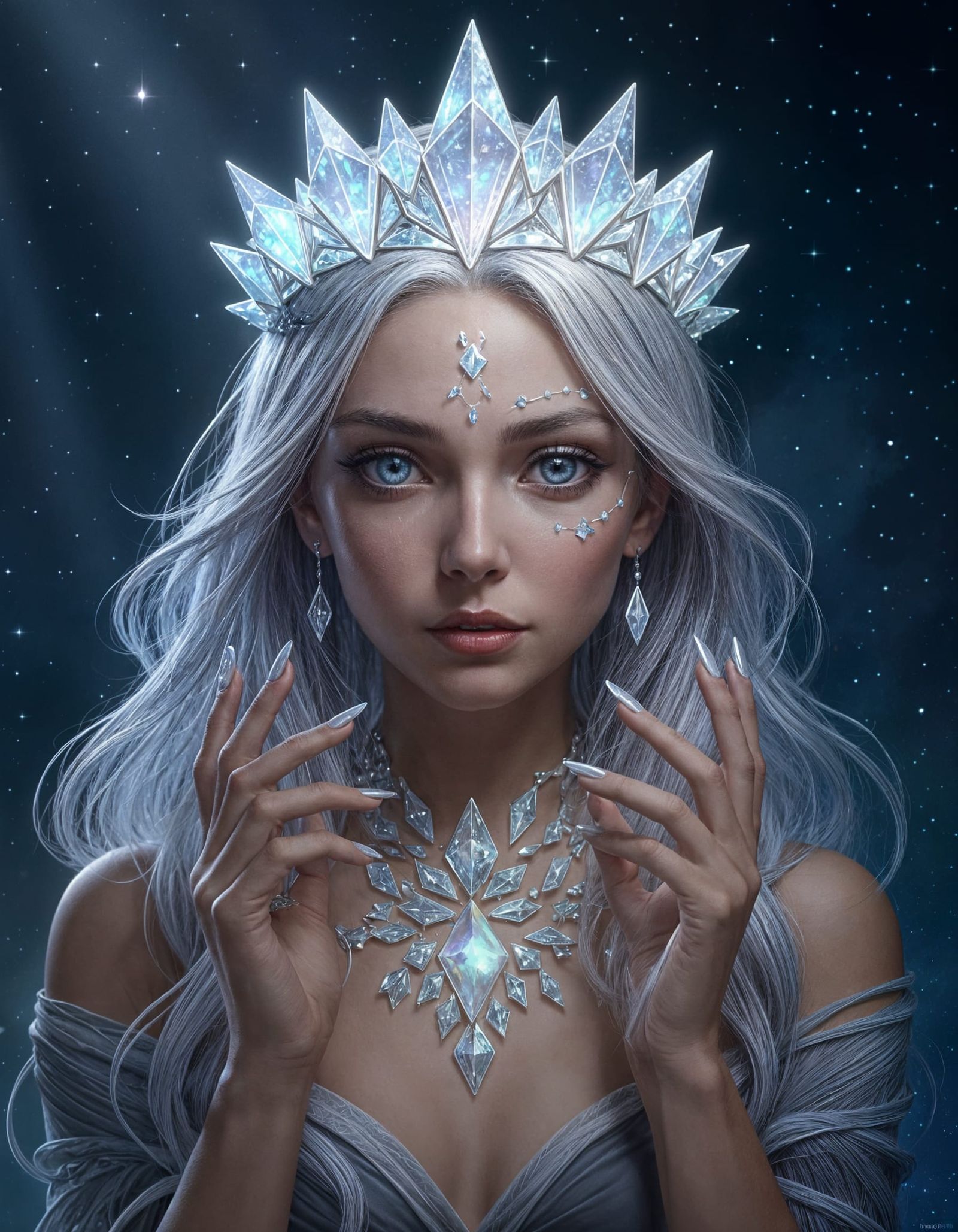 Crystal Crowned Moonstone Hybrid in Lunar Glow