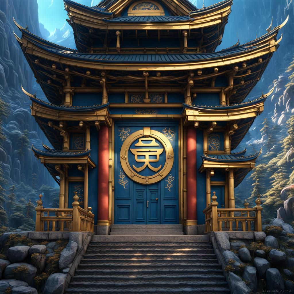 Golden Temple Wall in Blue and Gold