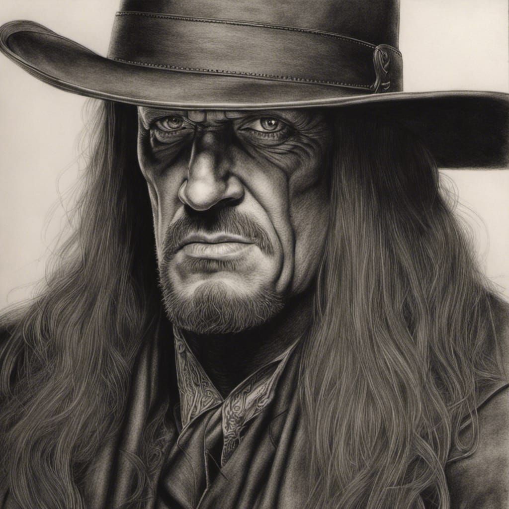 The Undertaker in Hyperdetailed Charcoal Drawing