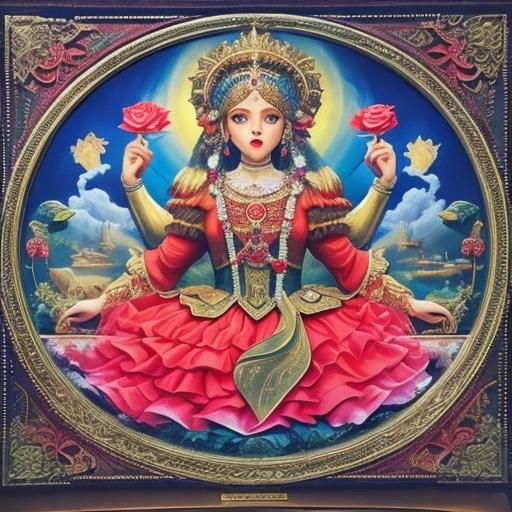 Epic Cinematic Masterpiece: Golden Goddess in Radiant Red