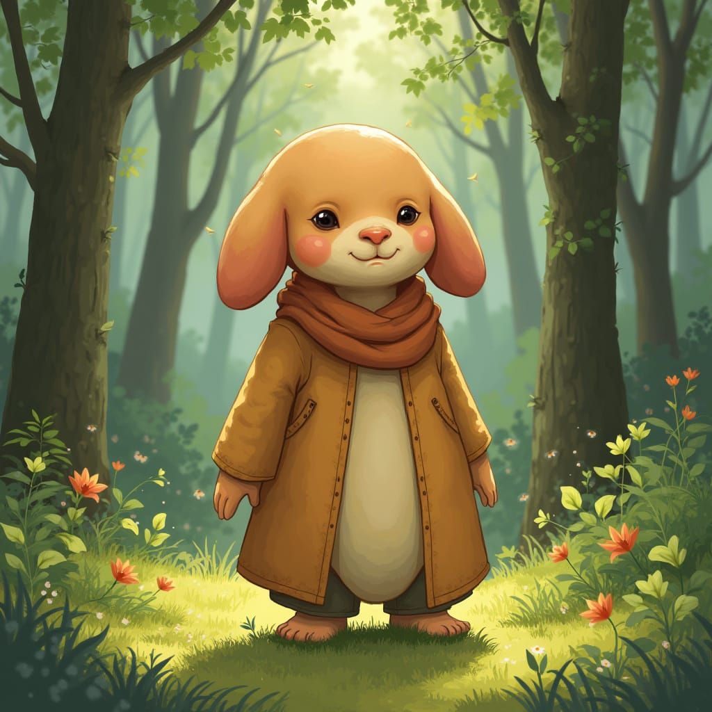 Toriel in Lush Greenery, Whimsical Illustration Style